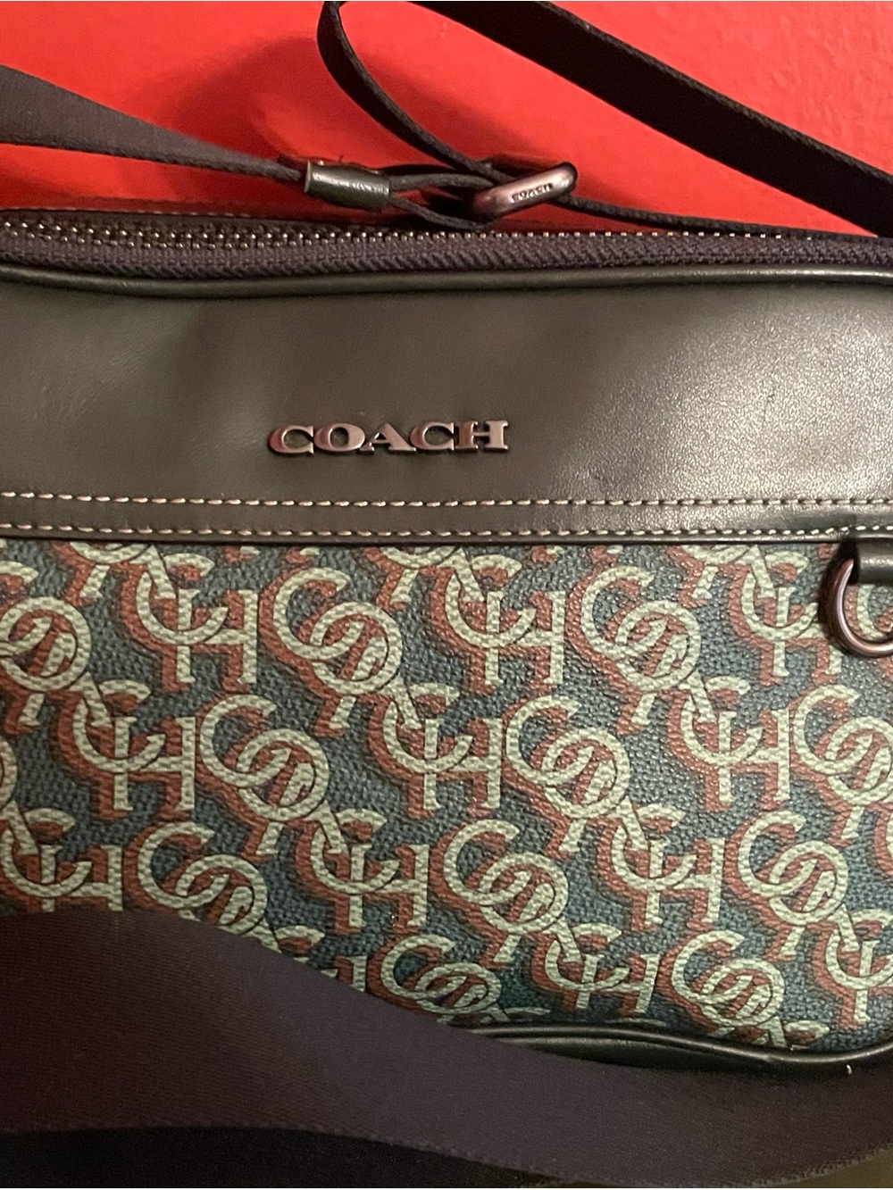 Coach Graham Monogram Print Crossbody Shoulder Bag Green